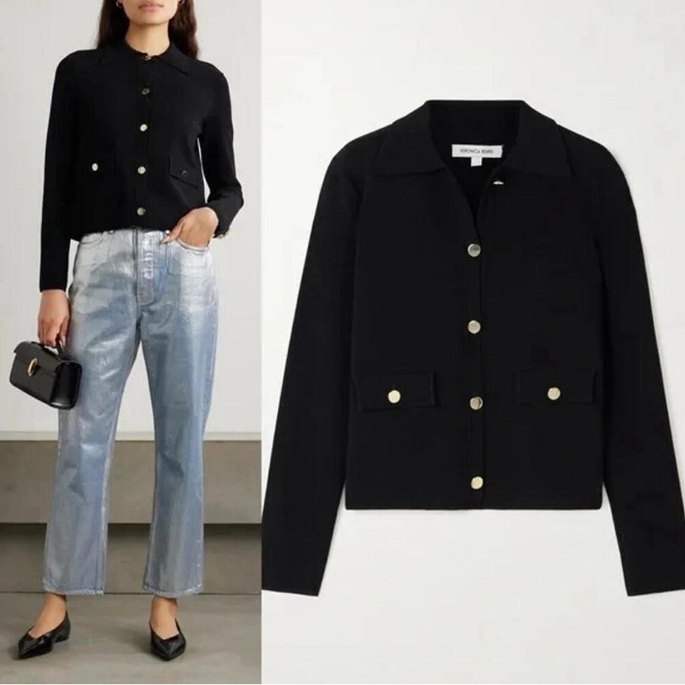 NWOT Veronica Beard Katia Knit Jacket Black Size Large